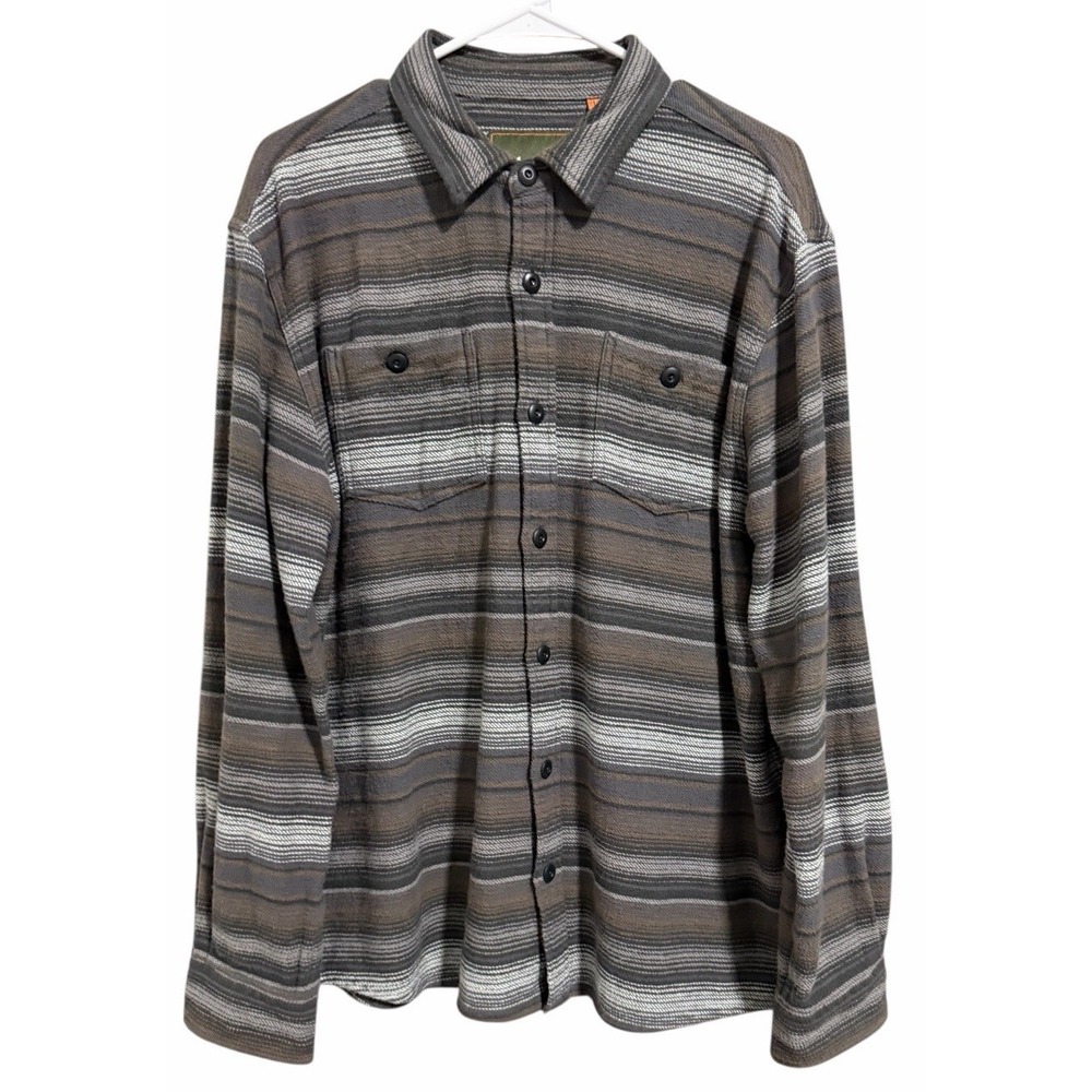 Howler Bros Rodanthe Flannel Skyline Stripe Sangria‎ Shirt Men's Size Large